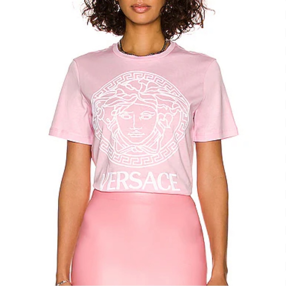 VERSACE Medusa Embroidered Pink T-Shirt